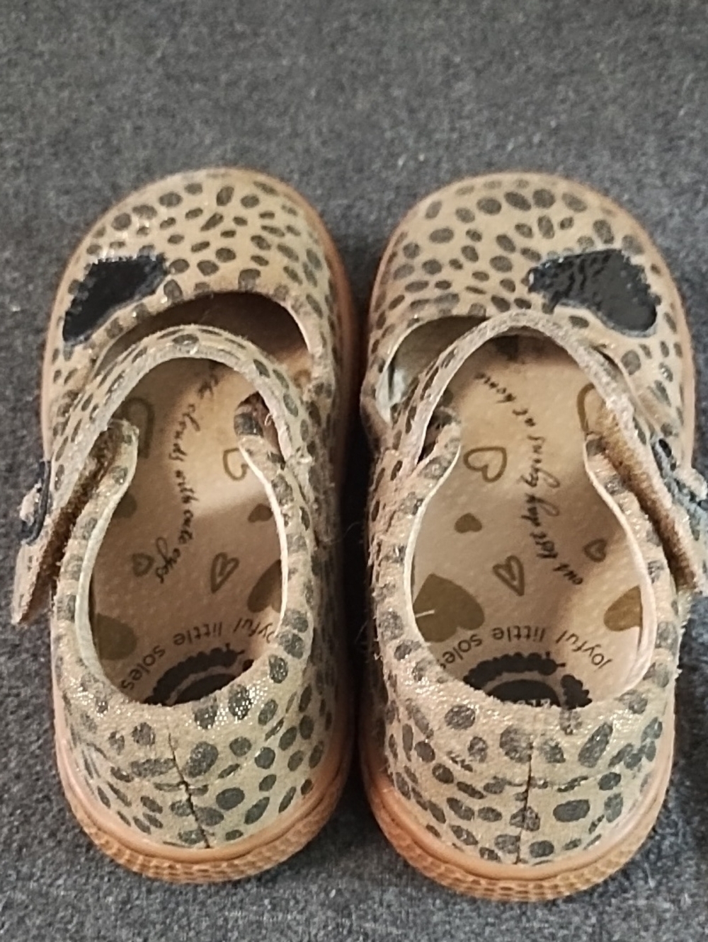 Livie And Luca Leather Mary Jane Shoes Size 7 Adj. Velcro Strap Leopard Shimmer - Picture 6 of 8